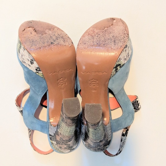 VIA SPIGA Suede and Snakeskin Platform Heels - Picture 5 of 6